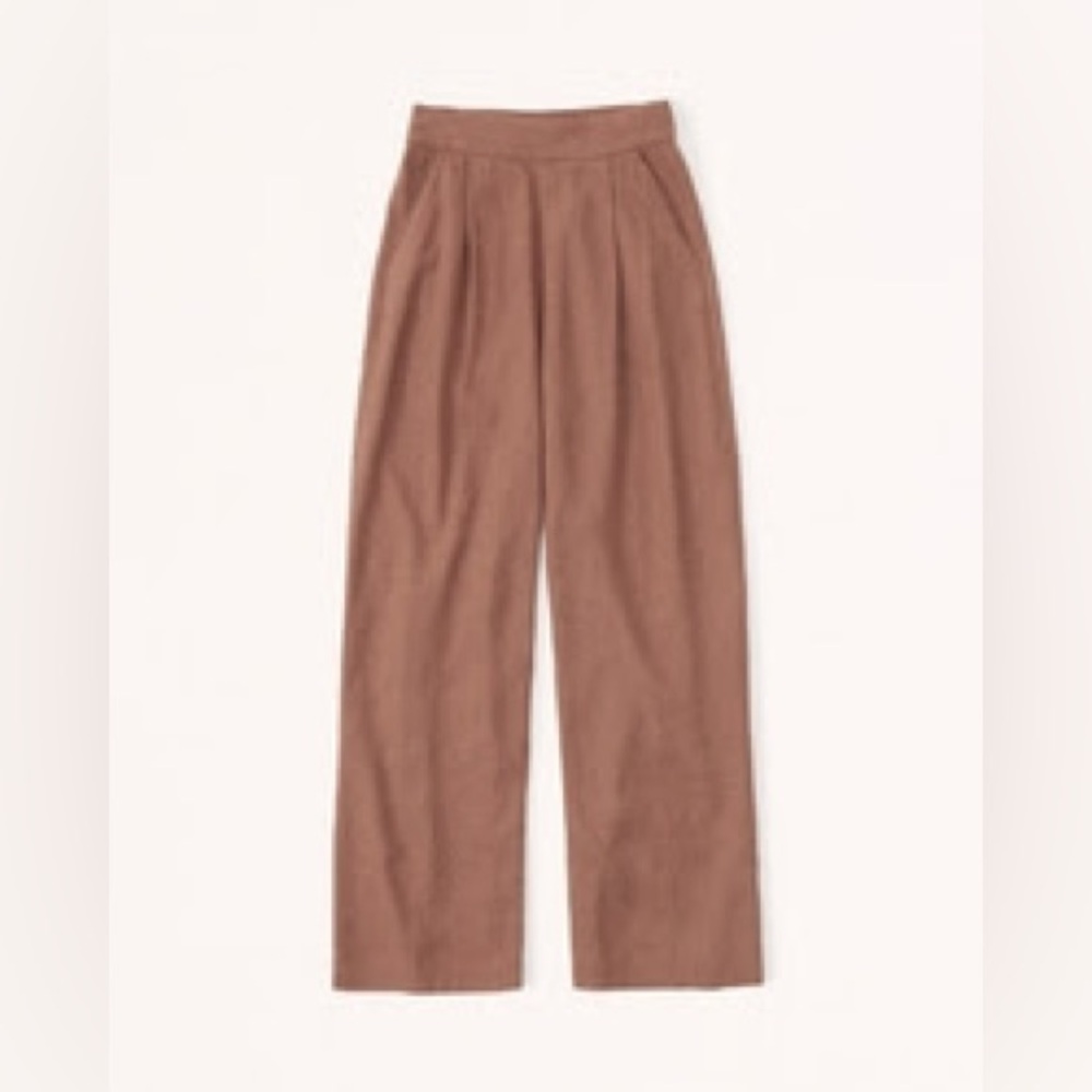 Abercrombie & Fitch Brown Linen-Blend Pull-On Wide Leg Pants